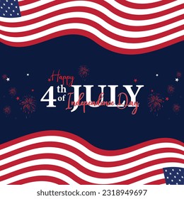 Happy 4th of July. Fourth July Independence Day USA.
Independence Day sale web banner. Independence Day USA social media promotion template. greeting card, banner, poster with United States flag