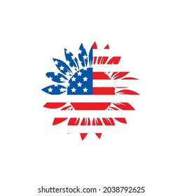 Happy 4th July in fun red and blue cartoon element of American flag and stars text vector graphics