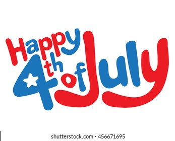 Happy 4th of July fun text vector graphic