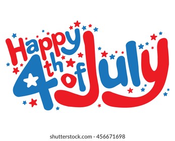 Happy 4th of July fun text vector graphic