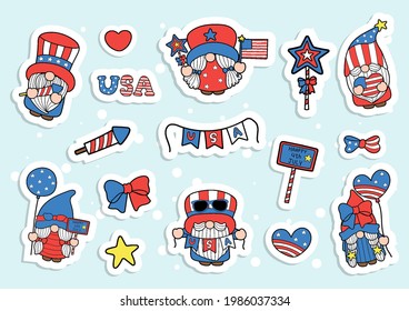 Happy 4th of July Gnomes, 
4th of July sticker, planner and scrapbook.