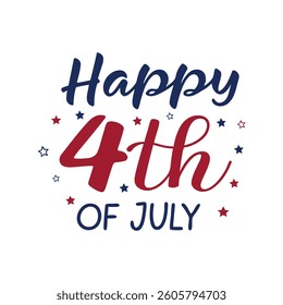 Happy 4th of July Graphic - Red, Blue, Stars Celebration


