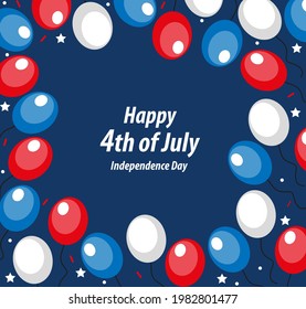 Happy 4th july greeting card, poster, frame. American Independence Day template for your design. Vector illustration.