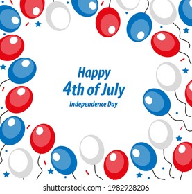 Happy 4th july greeting card, poster, frame. American Independence Day template for your design. Vector illustration.