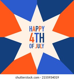 Happy 4th of July greeting card. Independence Day template for social media. Vector illustration
