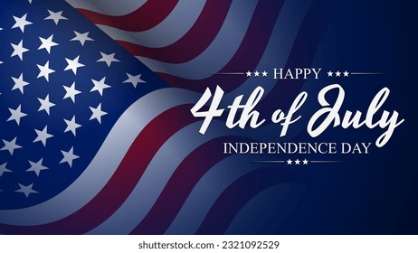 Happy 4th of July greeting Card 2023 with usa waving flag vector background illustration for banner, poster, social media feed, Happy Independence Day united states of america background