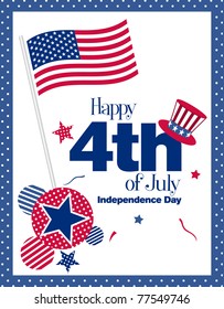 Happy 4th July greeting card, illustration