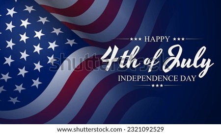 Happy 4th of July greeting Card 2023 with usa waving flag vector background illustration for banner, poster, social media feed, Happy Independence Day united states of america background