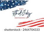 Happy 4th of July greeting design made of brush strokes or watercolor. July 4 Happy Independence Day Concept. United States of America or USA Flag color banner vector.