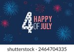 Happy 4th of July greeting design. July 4 Happy Independence Day Concept. United States of America or USA Flag color banner vector.