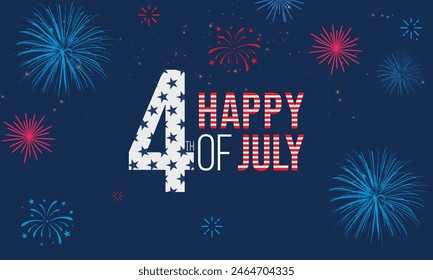 Happy 4th of July greeting design. July 4 Happy Independence Day Concept. United States of America or USA Flag color banner vector.