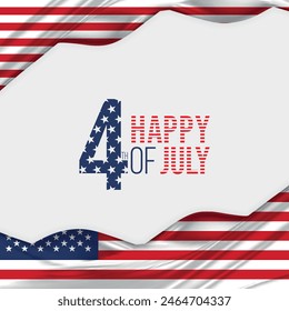 Happy 4th of July greeting design. July 4 Happy Independence Day Concept. United States of America or USA Flag color banner vector.