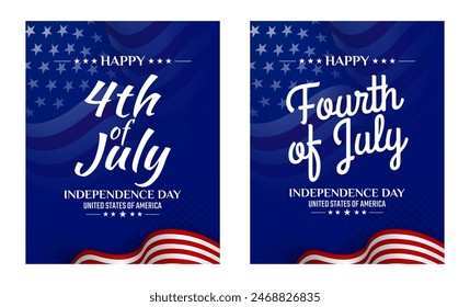 Happy 4th of July greeting, set of abstract backgrounds, fourth july, for sale, banner, posters, cover design templates, social media wallpaper stories