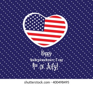 happy 4th of July with heart greeting