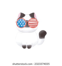 Happy 4th of July himalayan cute cat vector Illustration 