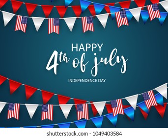 Happy 4th of July holiday banner. USA Independence Day Background.