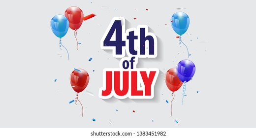 Happy 4th of July holiday banner. USA Independence Day Background