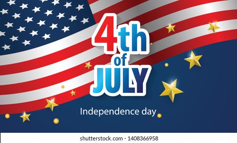 Happy 4th of July holiday banner. USA Independence Day Background