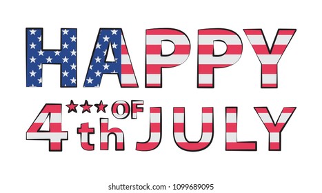 Happy 4th of July Illustration in the double exposure technique on white