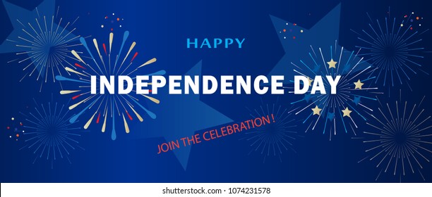Happy 4th of JULY Independence Day, greeting card, poster banner fireworks, patriotic, american flag color vector Template 2023 National Holiday, celebration festival Event invitation sign flyer usa