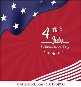 happy 4th july independence day with wavy flag and background design.