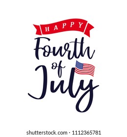 Happy 4th of July, Independence Day of USA lettering design. Happy Independence Day United States of America vector calligraphic background. Fourth of July sale illustration