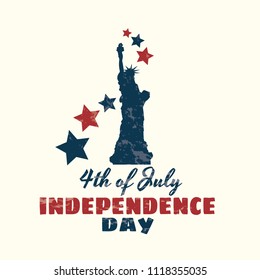 Happy 4th of July Independence Day greeting card with Statue of Liberty
