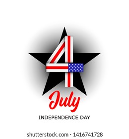 Happy 4th of July - Independence Day Vector Illustration. USA flag with a star. EPS10