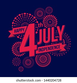 Happy 4th of July independence day with fireworks background.