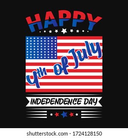 Happy 4th of July independence day lettering quote poster and tshirt. 4th july greeting card and T-Shirt.Print for mugs, bags, posters, labels.