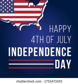 Happy 4th of july, independence day US flag map greeting, can be used as banner social media, greeting card and background