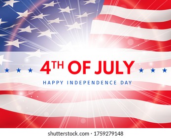 Happy 4th of july, independence day - poster with the flag of the United States of America. Usa independence day celebration. Vector illustration