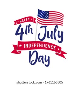Happy 4th of July Independence day USA calligraphy banner. Typography for greeting card, decoration and covering. Concept poster of Fourth of July