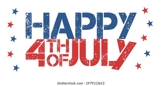 Happy 4th of July or Independence day of the USA. Celebration of a national holiday in american flag colors. Invitation, flyer or banner for the event on July fourth. Greeting with patriotic mood.