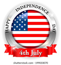 Happy 4th of July / Independence Day - Vector Pin / Button Badge eps10