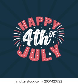 Happy 4th of July, Independence day lettering Free Vector