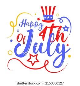 Happy 4th of july, independence day, typography lettering text font calligraphy symbol logo poster