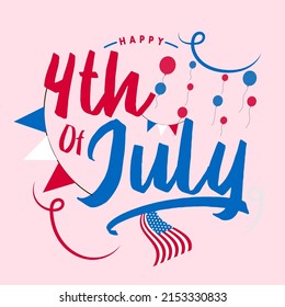 Glücklicher 4. Juli, Unabhängigkeitstag USA, Amerika Typografie Schrift Schrift Schrift Schrift-Vektorgrafik