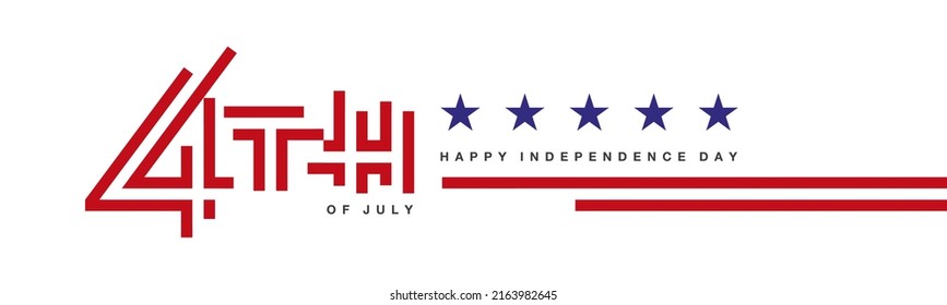 Happy 4th of July Independence Day modern abstract typography lettering United States white background banner