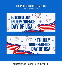 Happy 4th of July - Independence Day USA Web Banner for Social Media Horizontal Poster, banner, space area and background