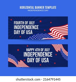Happy 4th of July - Independence Day USA Web Banner for Social Media Horizontal Poster, banner, space area and background