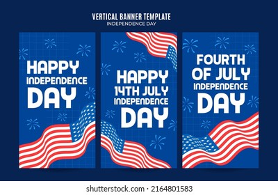 Happy 4th of July - Independence Day USA Web Banner for Social Media Vertical Poster, banner, space area and background