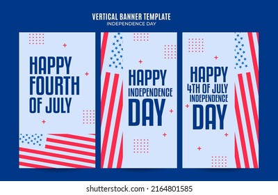 Happy 4th of July - Independence Day USA Web Banner for Social Media Vertical Poster, banner, space area and background