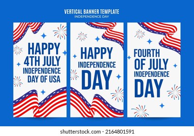 Happy 4th of July - Independence Day USA Web Banner for Social Media Vertical Poster, banner, space area and background