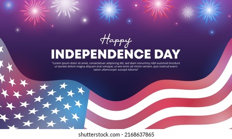Happy 4th of July independence day background with fireworks and flag