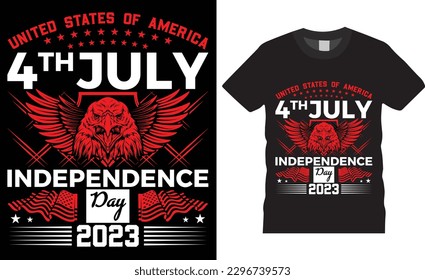 Happy 4th July independence day t- shirt design vector template. Typography t-shirt design vector print template. Independence day, American design graphic vector t-shirt. Banner vector print design..