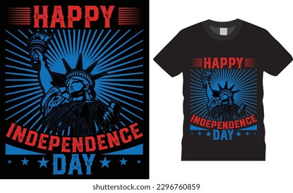 Happy 4th July independence day t shirt design vector template. Typography t-shirt design vector print template. Independence day, American design graphic vector t-shirt. Banner vector print design.