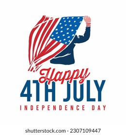 Happy 4th july, independence day in USA. American Independence Day greeting card, banner, post with United States flag, stars and stripes. Vector, Illustration.