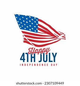 Happy 4th july, independence day in USA. American Independence Day greeting card, banner, post with United States flag, stars and stripes. Vector, Illustration.