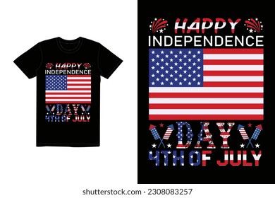 Happy 4th July independence day t shirt design, independence day t shirt , Happy 4th July, USA Flag Vector.